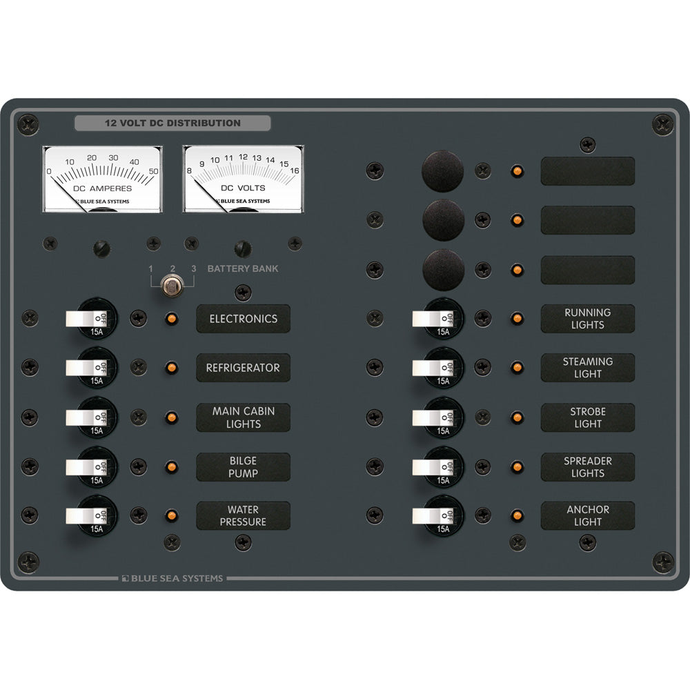 Blue Sea 8068 DC 13 Position Toggle Branch Circuit Breaker Panel – White Switches [8068]