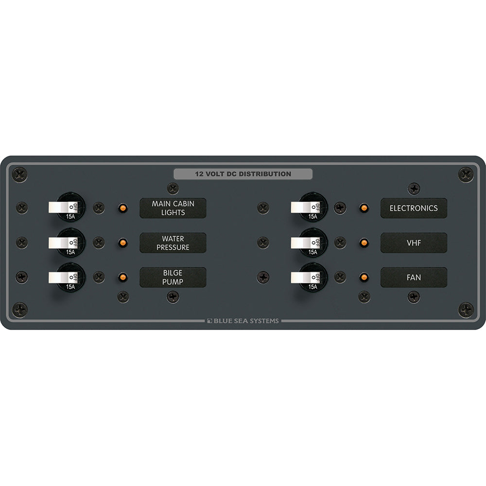 Blue Sea 8096 DC 6 Position Toggle Branch Circuit Breaker Panel – White Switches [8096]