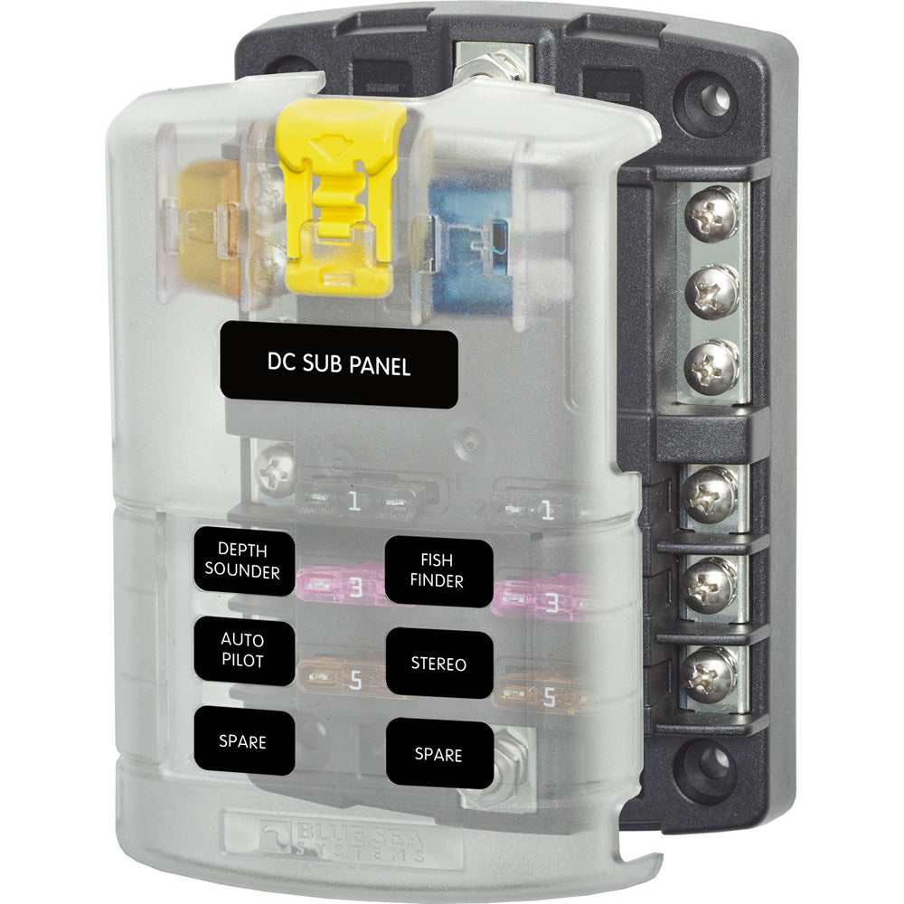Blue Sea 5025 ST Blade Fuse Block w/Cover – 6 Circuit w/Negative Bus [5025]