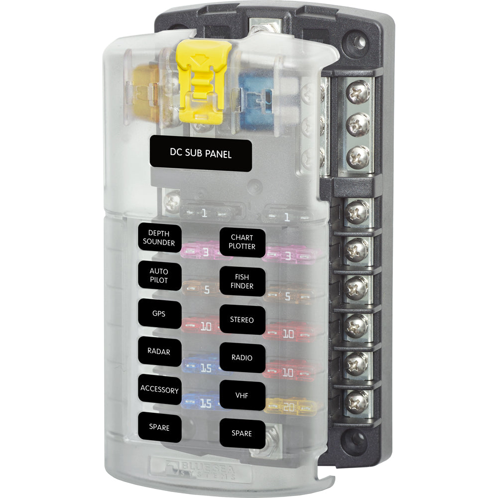 Blue Sea 5026 ST Blade Fuse Block w/Cover – 12 Circuit w/Negative Bus [5026]