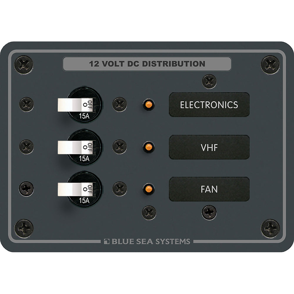 Blue Sea 8025 DC 3 Position Breaker Panel – White Switches [8025]