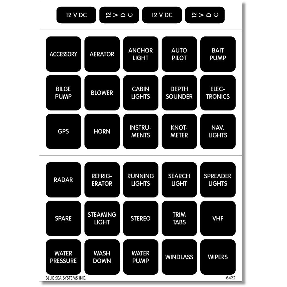 Blue Sea 4215 Square Format Label Set – 30 [4215]