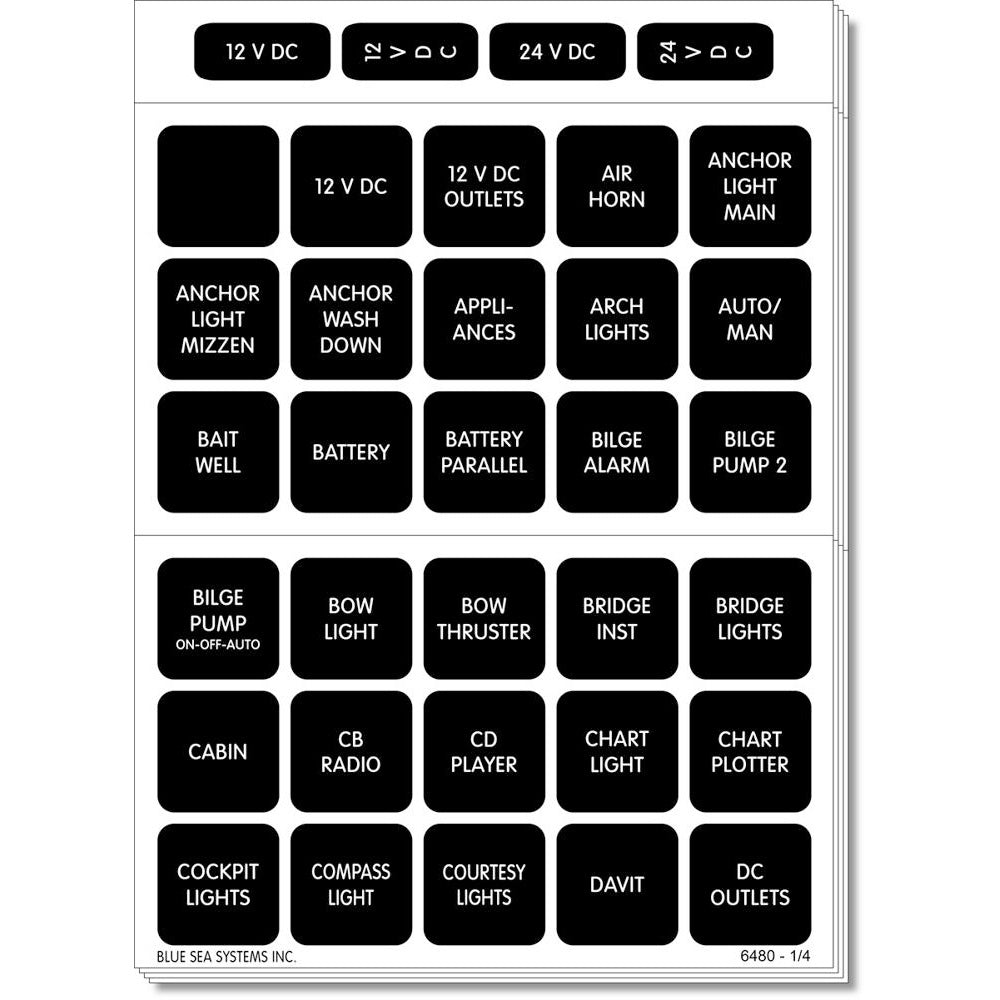 Blue Sea 4217 Square Format Label Set – 120 [4217]