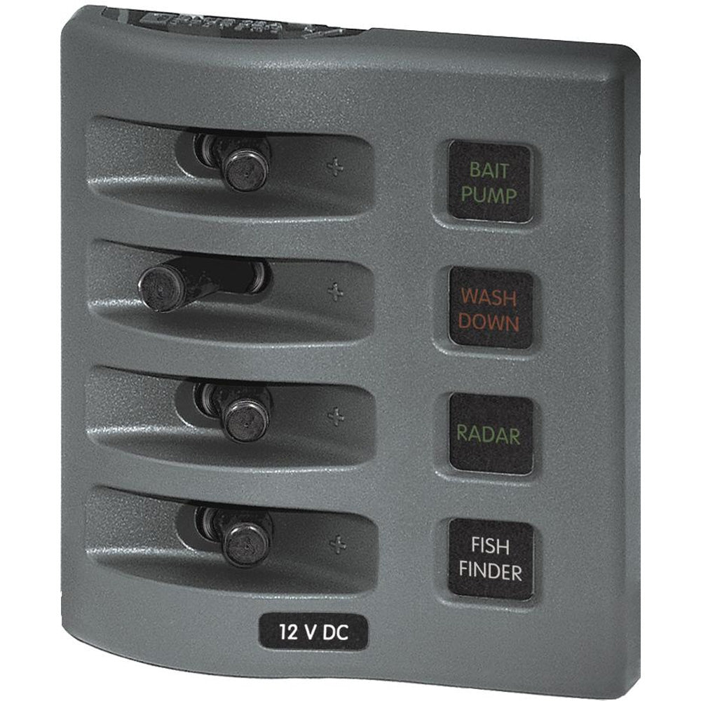 Blue Sea 4304 WeatherDeck Water Resistant Fuse Panel – 4 Position – Grey [4304]