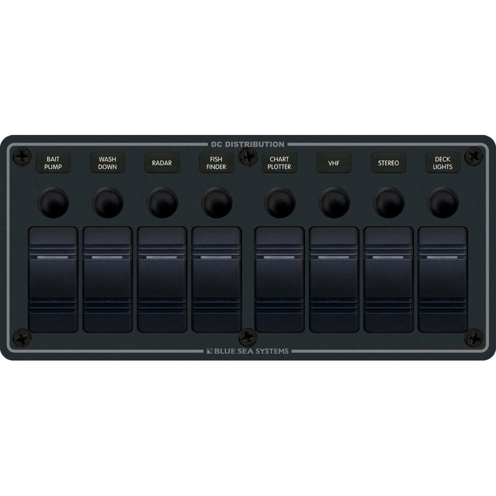 Blue Sea 8371 Water Resistant Panel – 8 Position – Black – Horizontal Mount [8371]