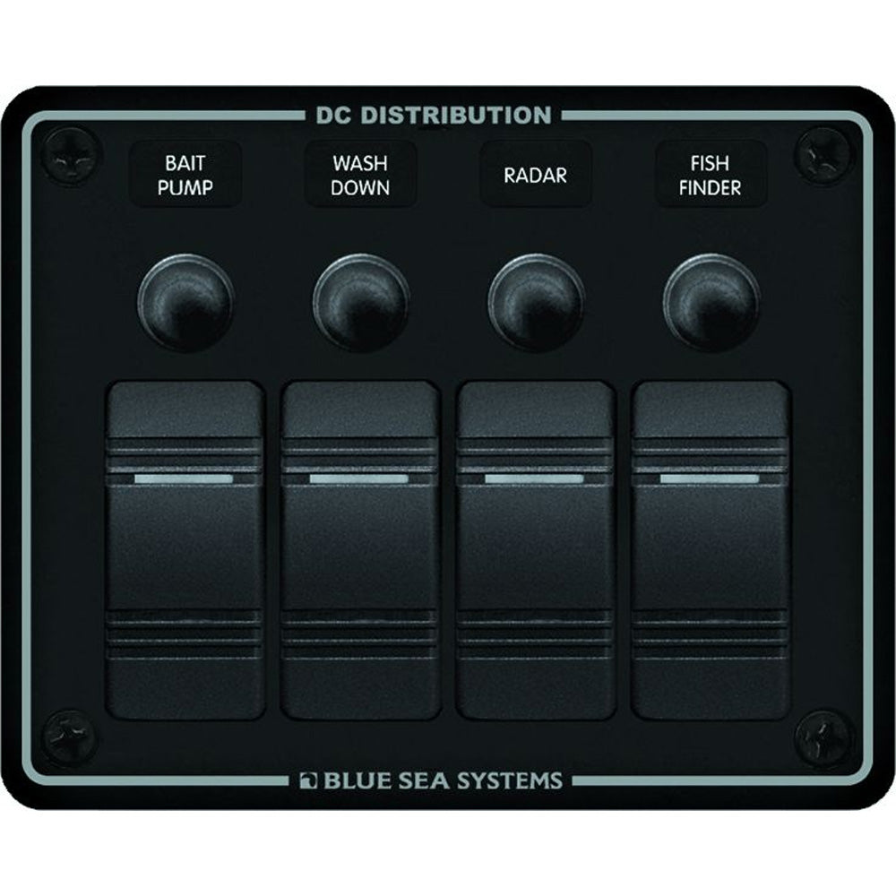Blue Sea 8372 Water Resistant 4 Position – Black – Horizontal Mount Panel [8372]