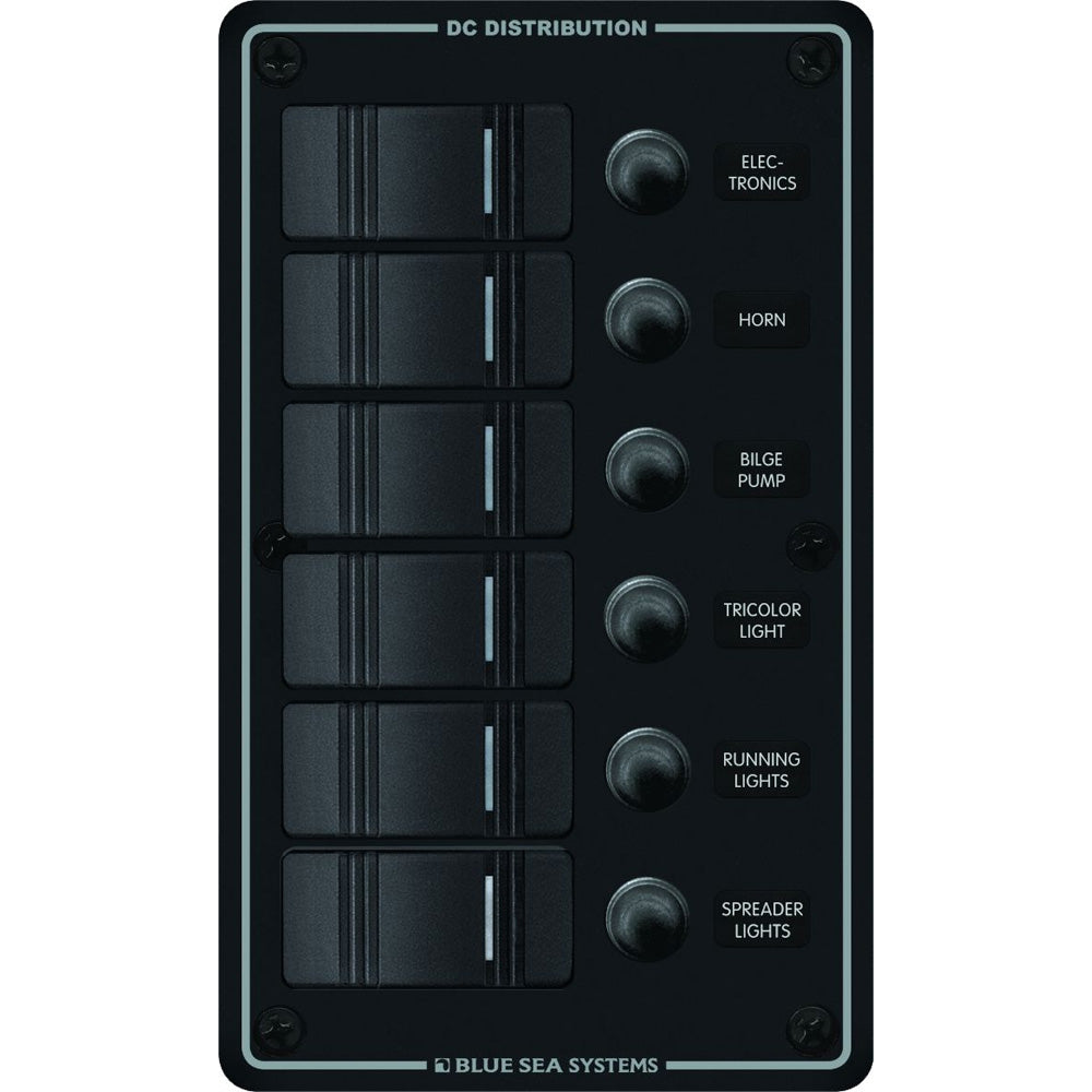 Blue Sea 8373 Water Resistant 6 Position – Black – Vertical Mount Panel [8373]