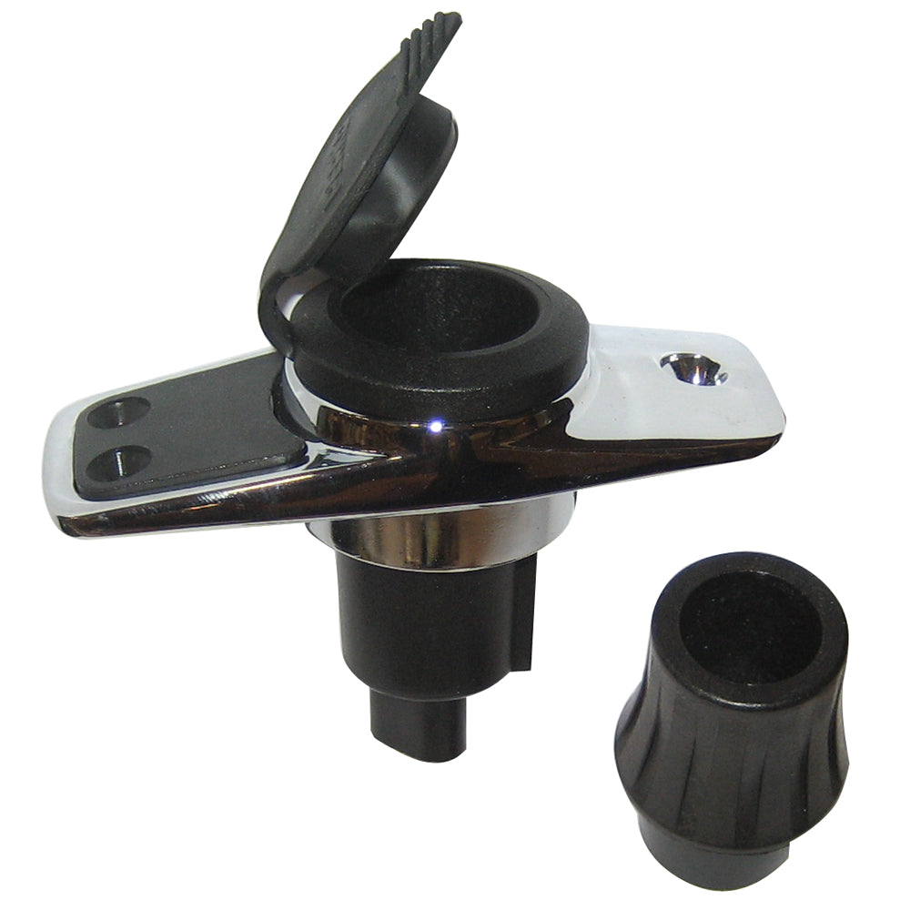 Perko Locking Collar Pole Light Mounting Base – 2 Pin – Chrome Plated w/Black Cover [1060PB0DP]