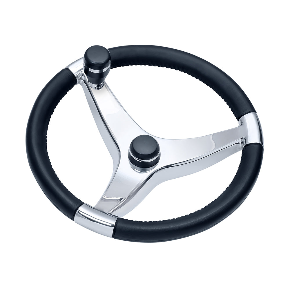 Schmitt Marine Evo Pro 316 Cast Stainless Steel Steering Wheel w/Control Knob – 13.5″ Diameter [7241321FGK]