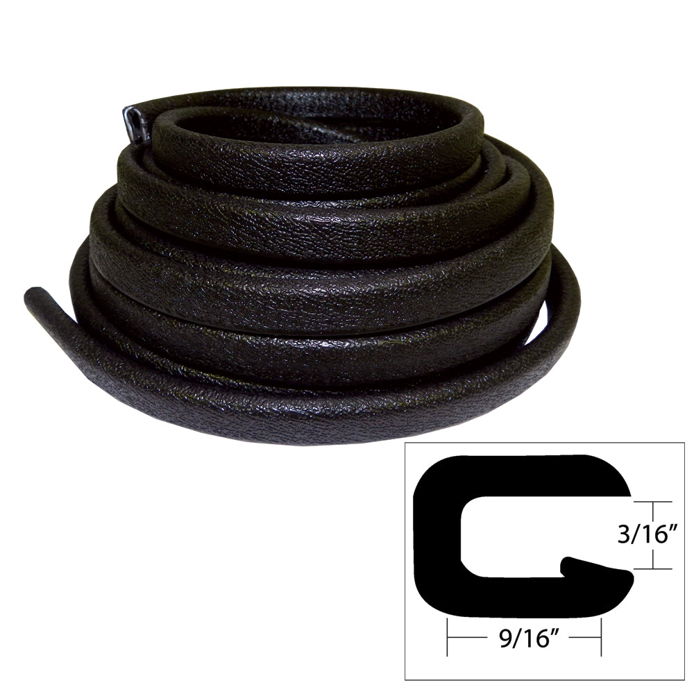 TACO Flexible Vinyl Trim – 5/32″ Opening x 9/16″W x 25’L – Black [V30-1005B25-1]