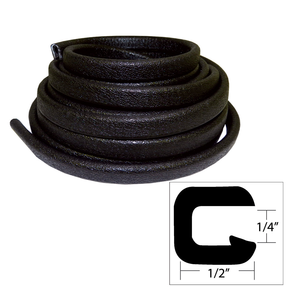 TACO Flexible Vinyl Trim – 1/4″ Opening x 1/2″W x 25’L – Black [V30-1008B25-1]