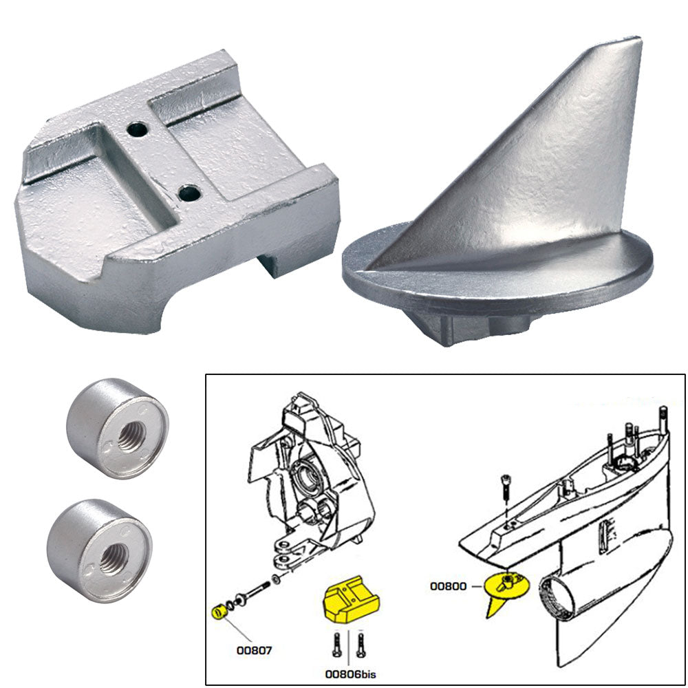 Tecnoseal Anode Kit w/Hardware – Mercury Alpha 1 Gen 1 – Zinc [20800]