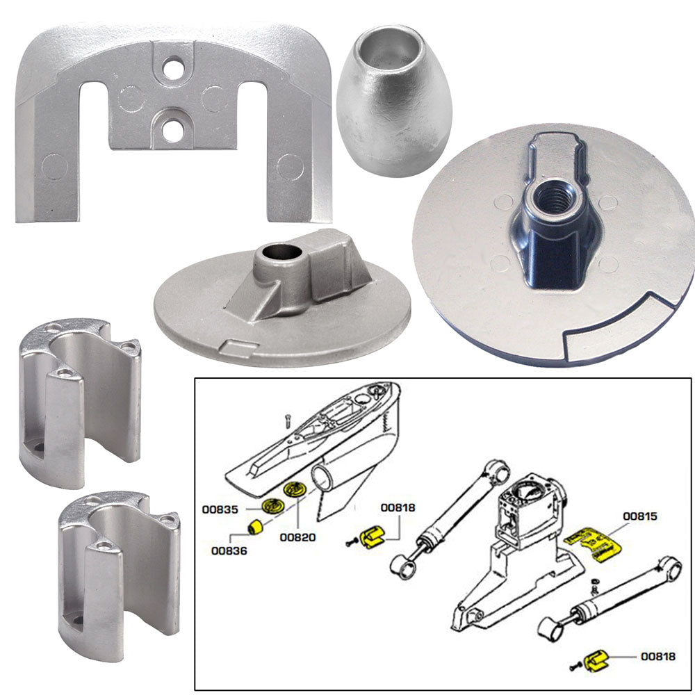 Tecnoseal Anode Kit w/Hardware – Mercury Bravo 3 2004-Present – Zinc [20805]
