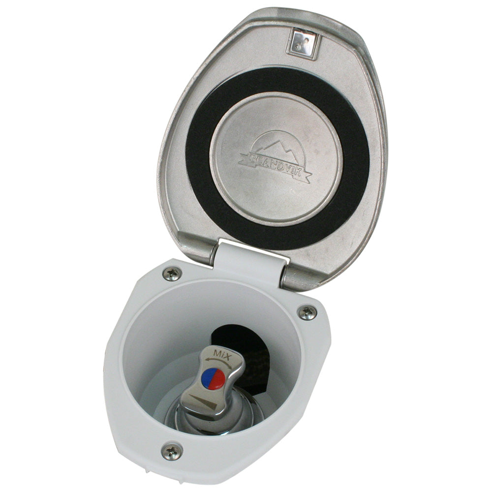 Scandvik Recessed T-Handle Mixing Valve – SS w/White Cup [12134]
