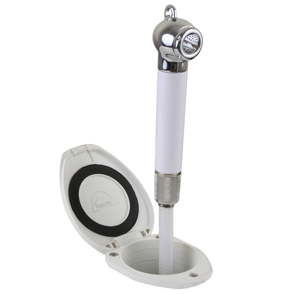 Scandvik Recessed Shower w/6 White Hose – Push-Button [12106P]