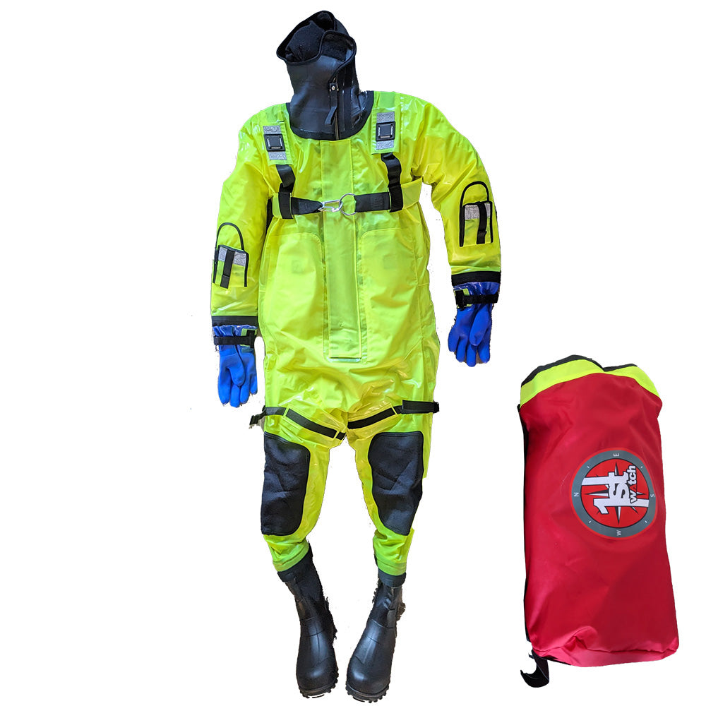 First Watch RS-1005 Ice Rescue Suit – Hi-Vis Yellow – S/M (Built to Fit 46-58) [RS-1005-HV-M]