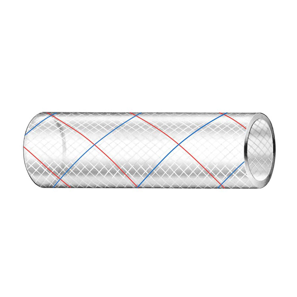 Trident Marine 1″ x 50′ Clear Reinforced PVC Hose Tubing – Red  Blue Tracer [162-1006]