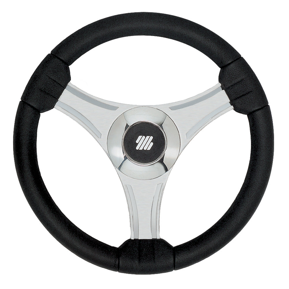Uflex – Tavolara – 13.8″ Black Polyurethane Steering Wheel w/Silver Spokes  X62 Hub [65277N]