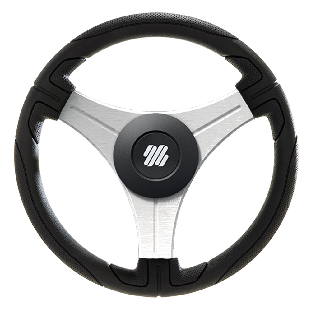 Uflex Ustica 13″ Steering Wheel – Black – Polyurethane w/Silver Spokes  X62 Hub [USTICA-B/S]