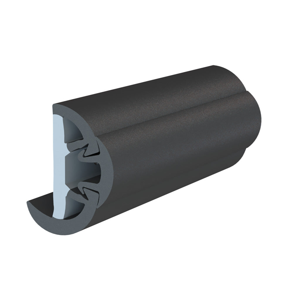 TACO SuproFlex Rub Rail Kit w/Flex Vinyl Overlay Insert – 1-5/8″H x 7/8″W x 60’L – Black w/Black Insert [V11-9991BBK60-2]