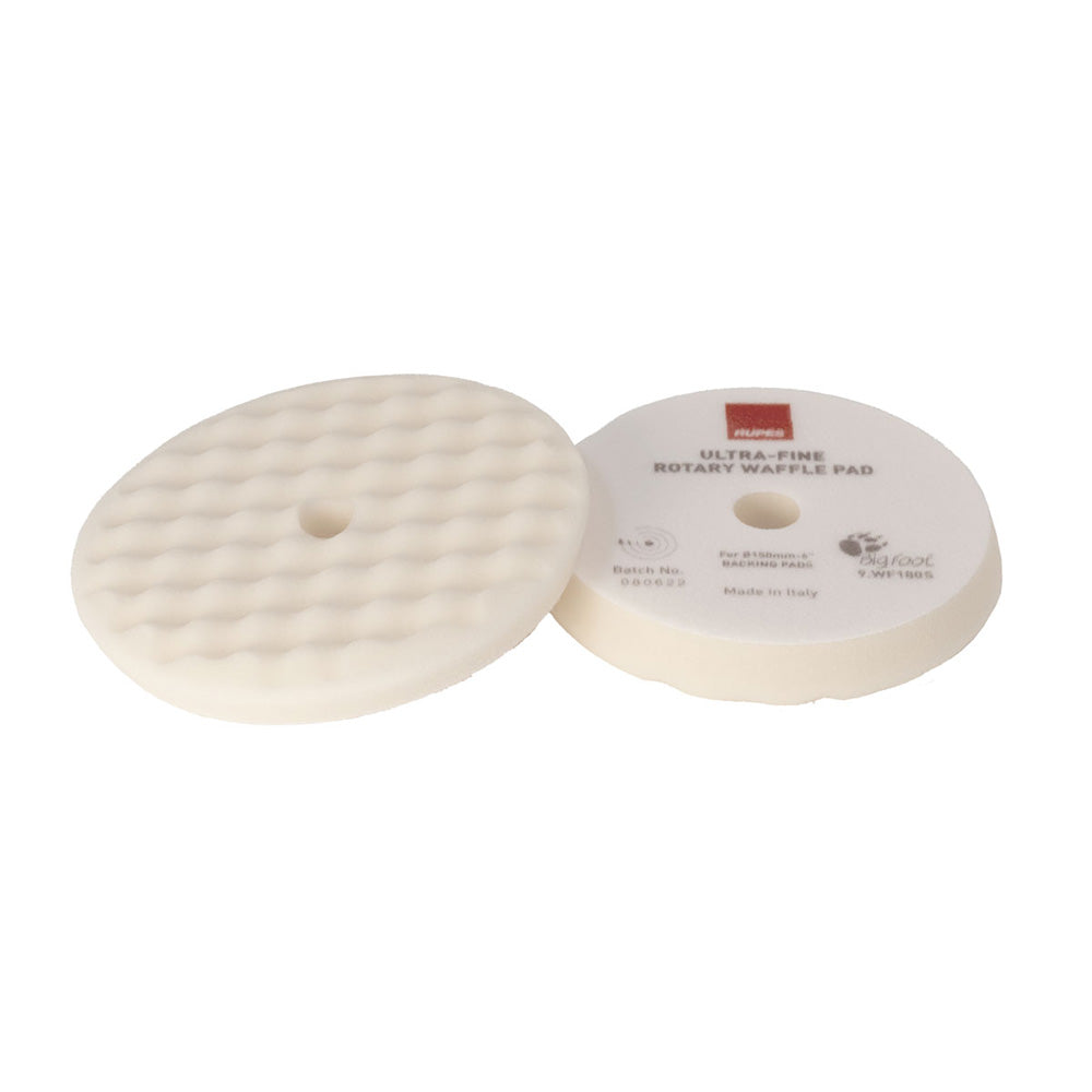 RUPES Velcro Waffle Ultra-Fine Polishing Foam Pad f/Rotary Polishers 180mm – White [9.WF180S]