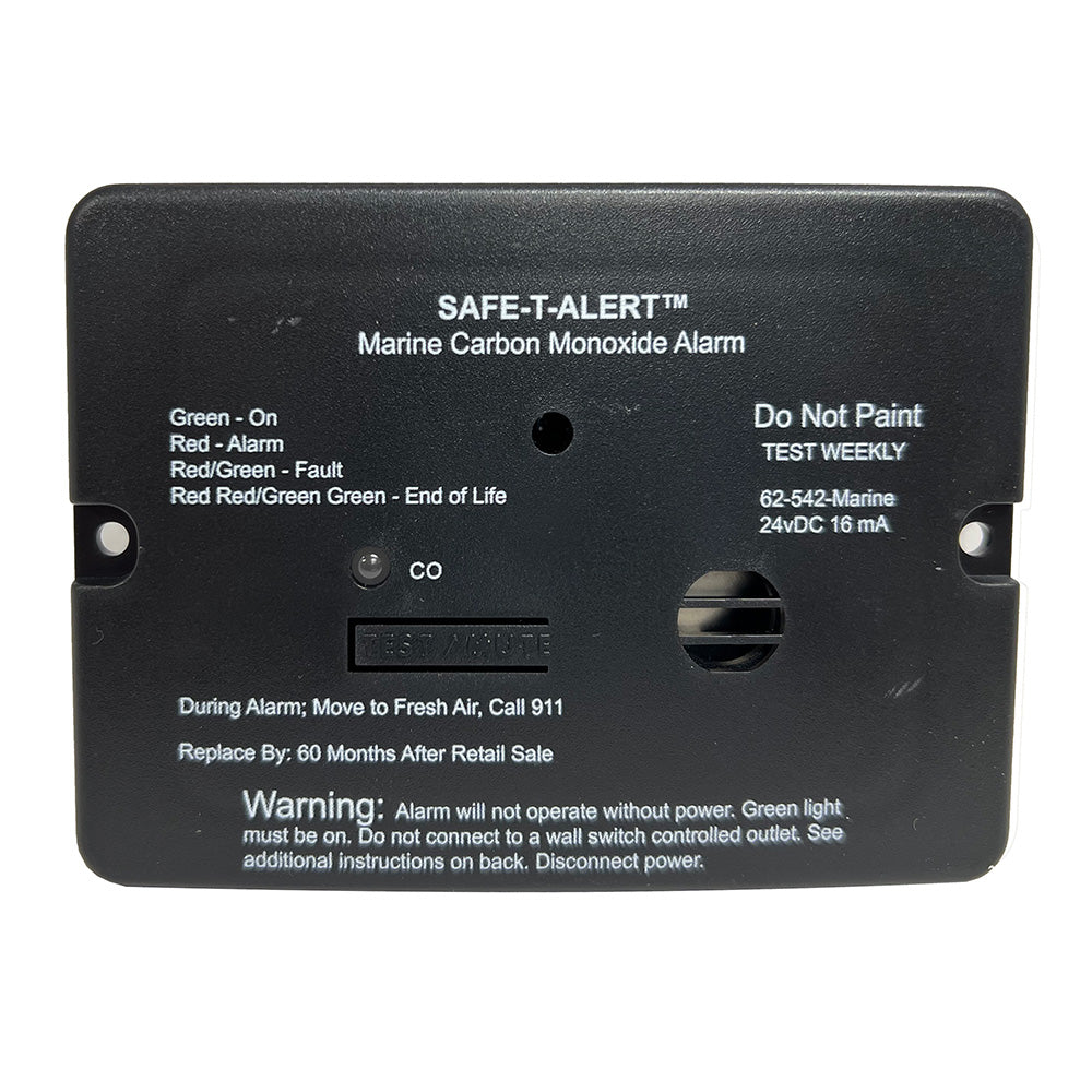 Safe-T-Alert 62 Series Carbon Monoxide Alarm – 24V Flush Mount – Black w/Relay [62-542-R-BL-24V]