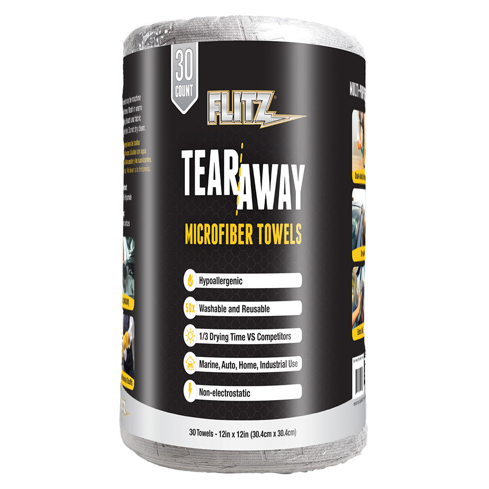 Flitz 12″ x 12″ Tear-Away Microfiber Towels – Grey *30-Pack [MC330R]