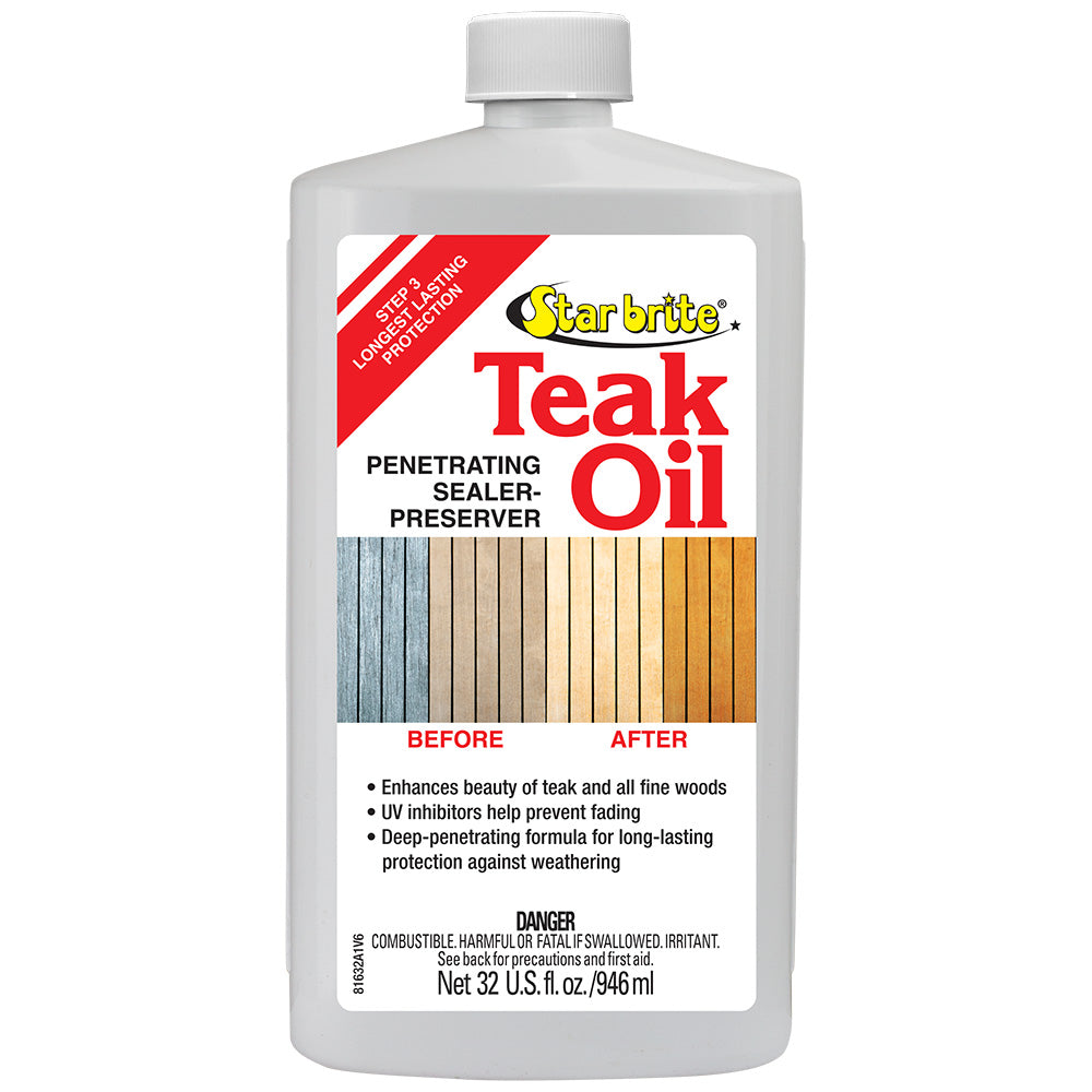 Star brite Teak Oil – Long Lasting, Penetrating, Sealer,  Preserver w/UV Inhibitors – 32 oz [81632]
