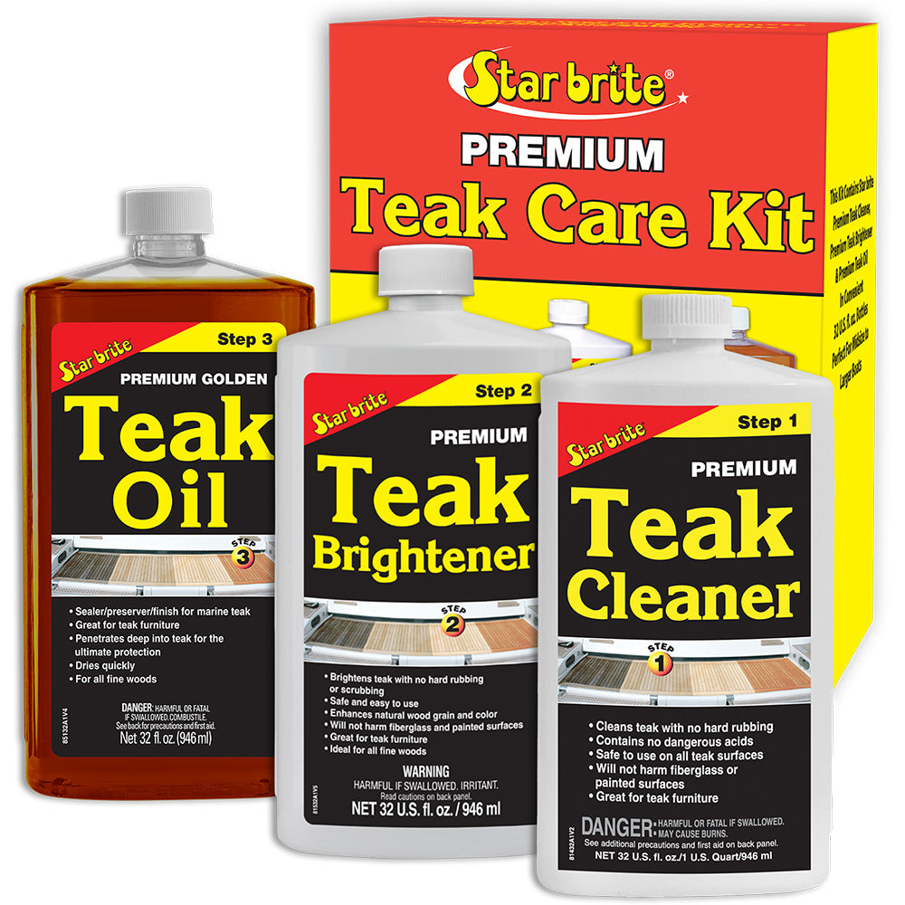Star brite Premium Teak Care Kit – Step 1, Step 2,  Step 3 – 32 oz [81202]