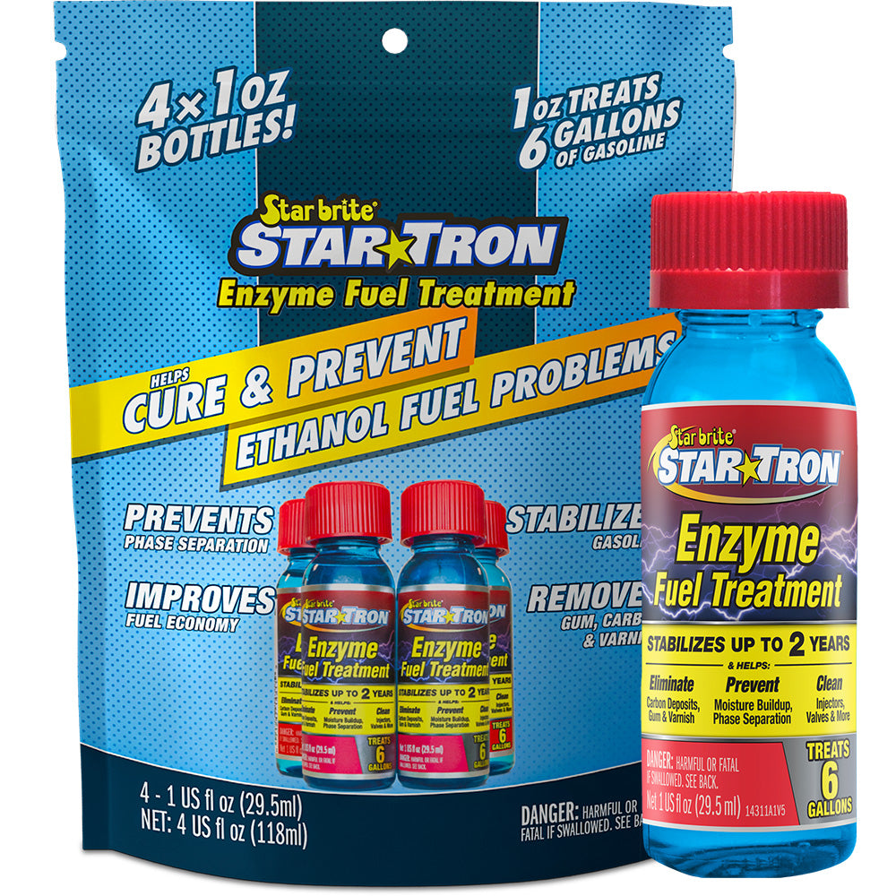 Star brite Star-Tron Enzyme Fuel Treatment – Classic Gas Formula – Contains (4) 1 oz Bottles [14301-4]