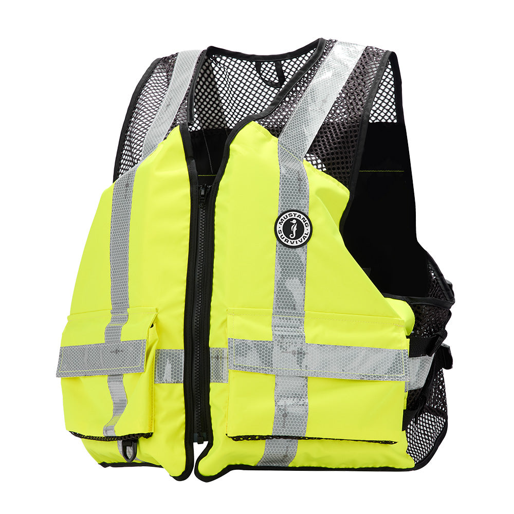 Mustang Industrial Mesh Vest – Hi-Vis Fluorescent Yellow Green – Large/XL [MV1254T3-239-L/XL-279]