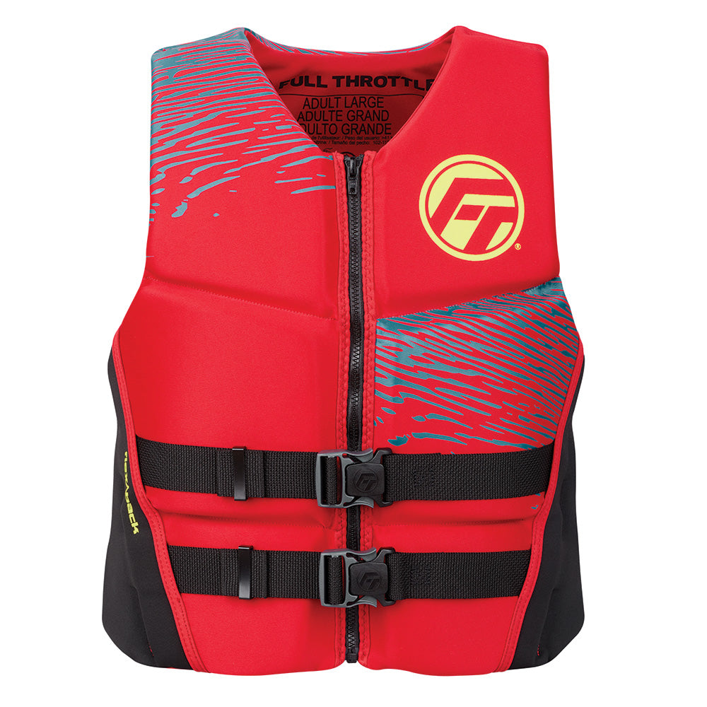 Full Throttle Men’s Rapid-Dry Flex-Back Life Jacket – L – Red/Black [142500-100-040-26]
