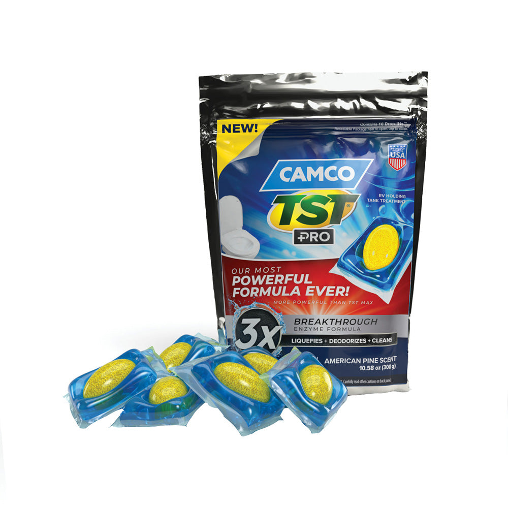 Camco TST Pro RV Holding Tank Treatment Drop-Ins – American Pine *10-Pack [41770]