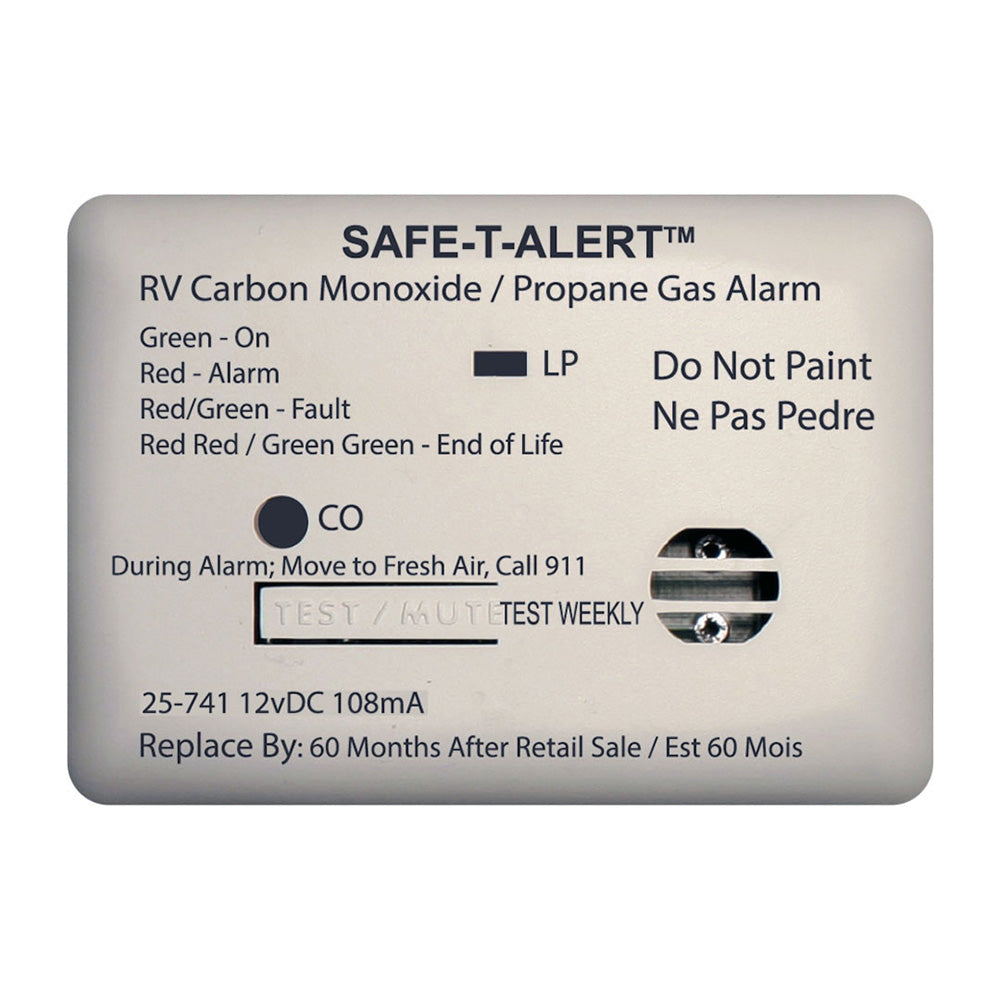 Safe-T-Alert 25 Series Surface Mount Dual Carbon Monoxide/Propane Alarm – 12V Hardwire – White [25-741-WT]