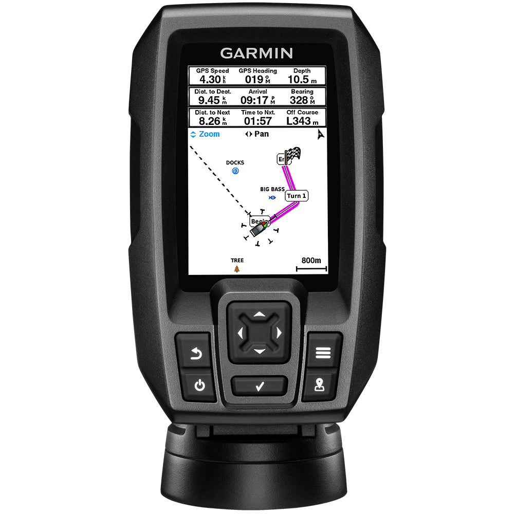 Garmin STRIKER 4 Fishfinder Worldwide Version w/77/200kHz – 4-Pin Transducer w/Transom & Trolling Motor Mounts [010-01550-01]