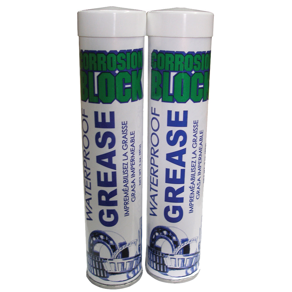 Corrosion Block High Performance Waterproof Grease – (2) 3oz Cartridges – Non-Hazmat, Non-Flammable  Non-Toxic [25003]