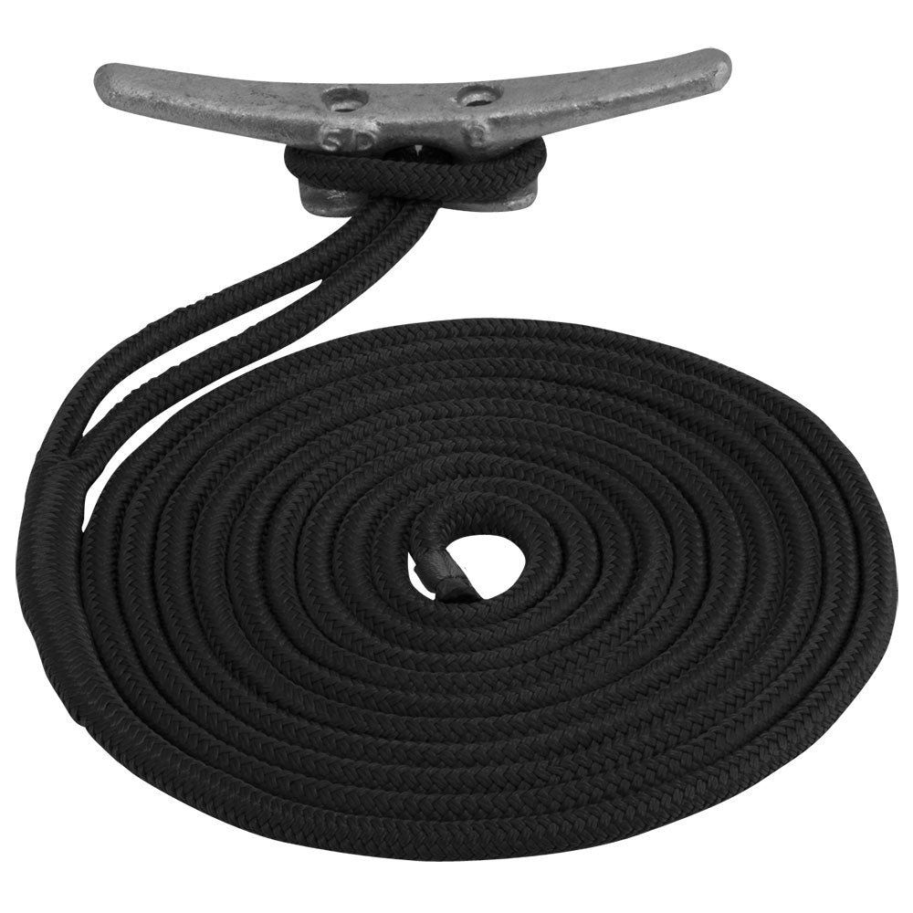 Sea-Dog Double Braided Nylon Dock Line – 5/8″ x 15 – Black [302116015BK-1]