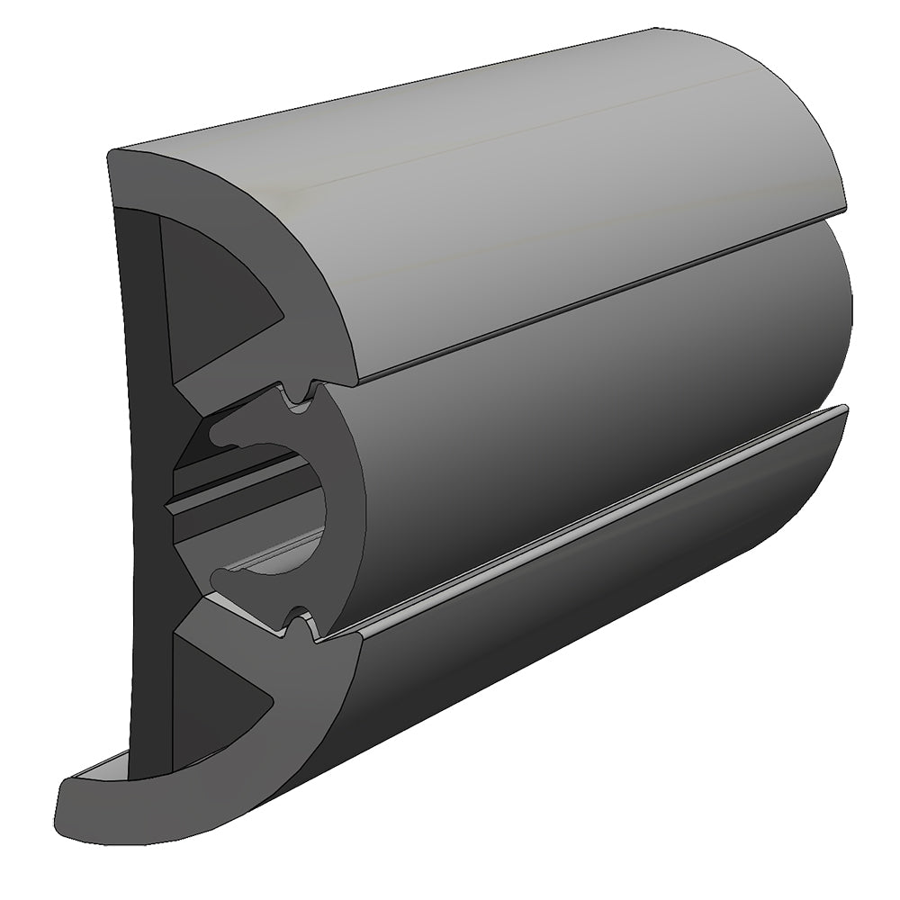 TACO SuproFlex Rub Rail Kit Gray w/Gray Insert – 2″H x 29/32″W x 80’L [V11-9990GRD80-2]