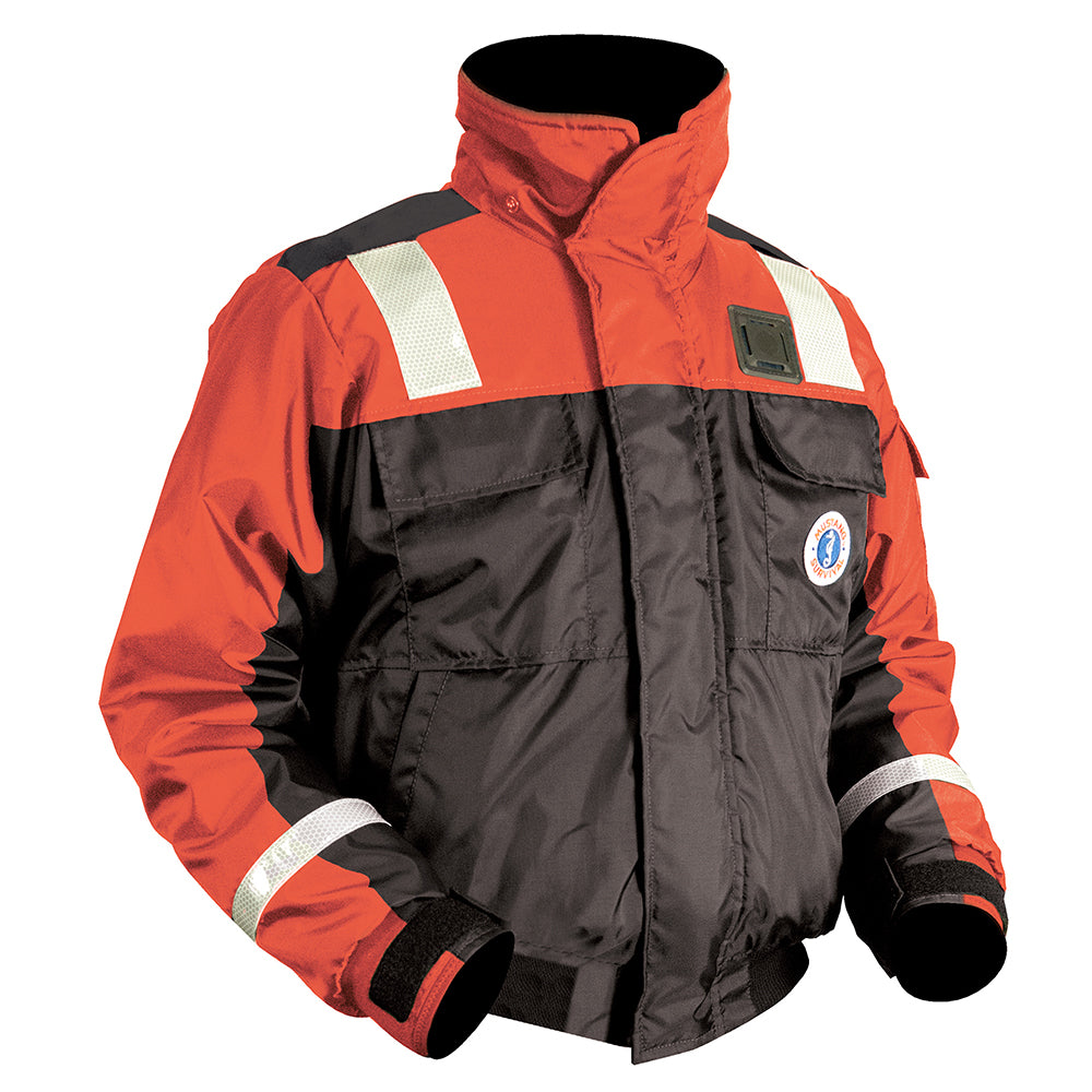Mustang Classic Flotation Bomber Jacket w/Reflective Tape – Orange/Black – Medium [MJ6214T1-33-M-206]