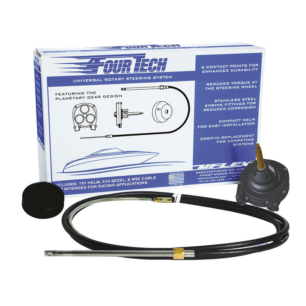 Uflex Fourtech 20′ Black Mach Rotary Steering System w/Helm, Bezel  Cable [FOURTECHBLK20]