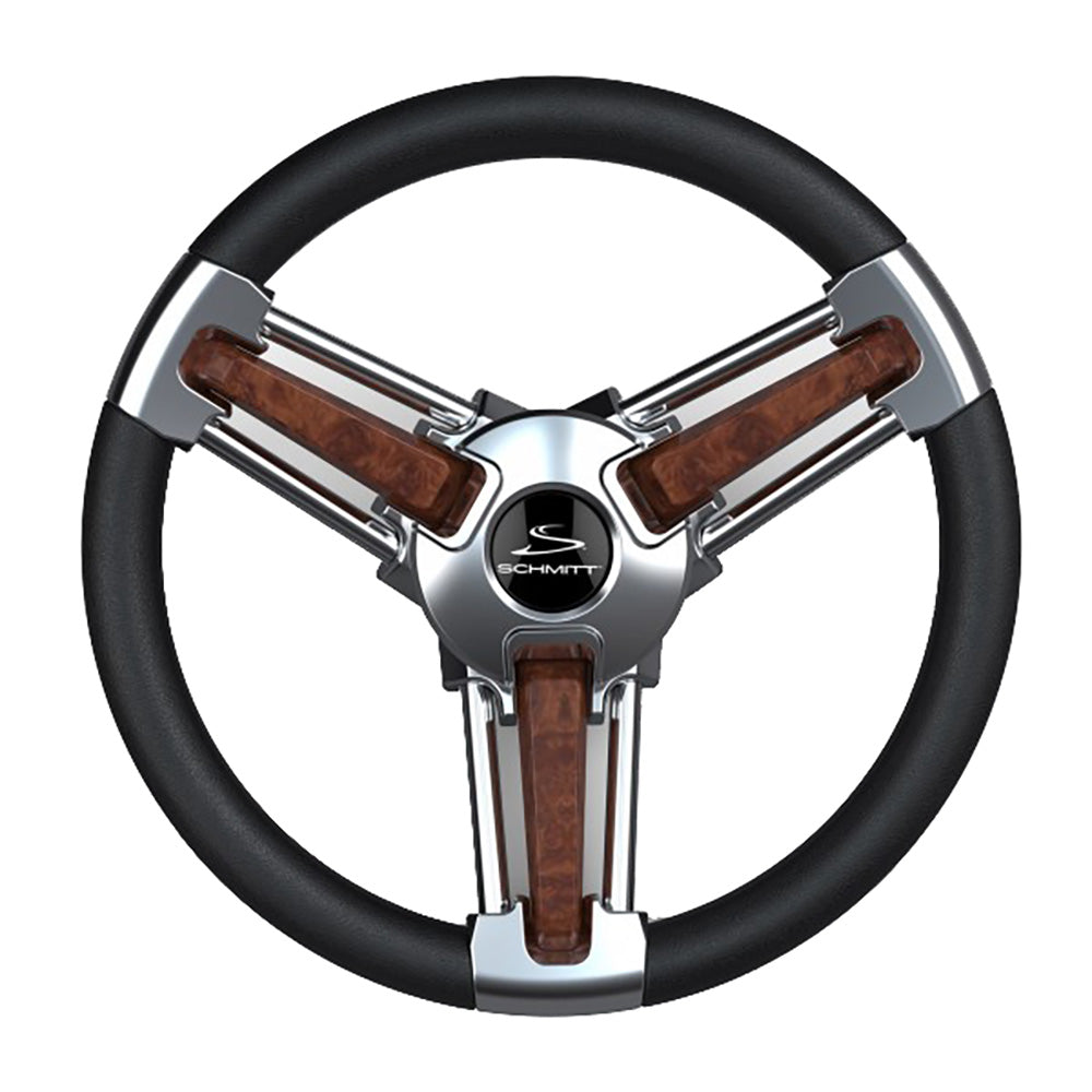 Schmitt Marine Burano Wheel 14″ 3/4″ Tapered Shaft Burl Polyurethane w/Stainless Spoke Includes Center Cap/Nut [PU105111-04R]