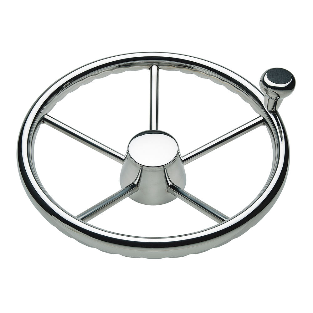 Schmitt Marine 170 Finger Grip Destroyer 5-Spoke 15.5″ Stainless Steel Cap 3/4″ Tapered Shaft w/Knob [1731521FGK-R]
