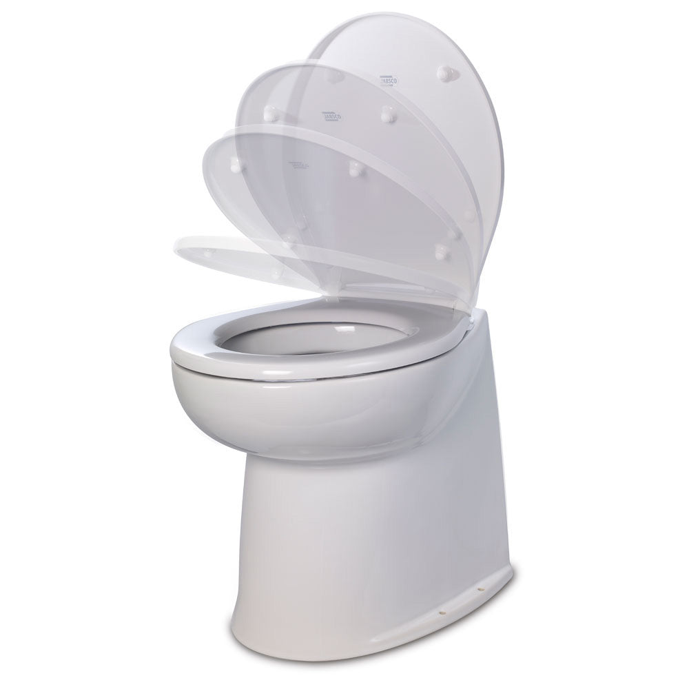 Jabsco Deluxe Flush 14″ Straight Back 12V Freshwater Electric Marine Toilet w/Solenoid Valve  Soft Close Lid [58080-3012]