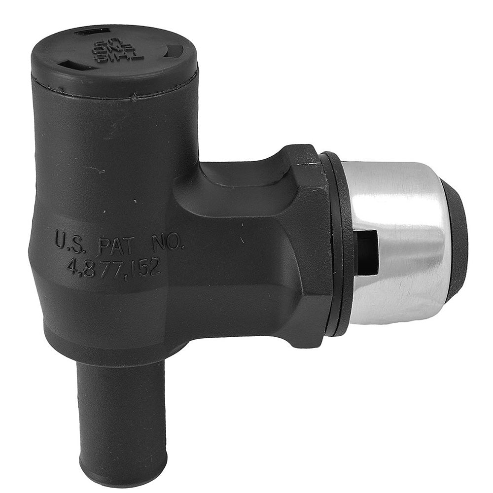 Attwood 90 P-Trap Fuel Tank Vent – Black w/Stainless Steel Trim Cover [66419-3]
