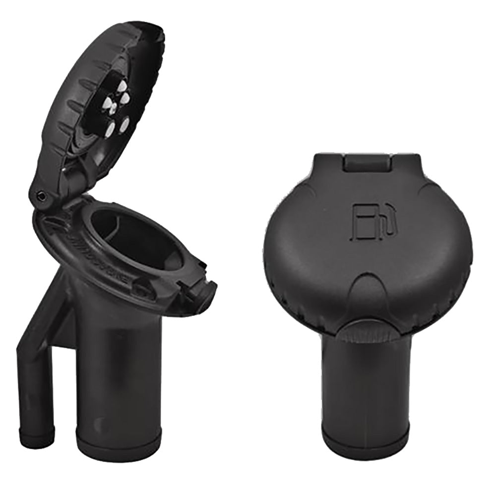 Attwood Deck Fill f/Pressure Relief Systems – Angled Body  Scalloped Black Plastic Cap [99DFPVAB1S]