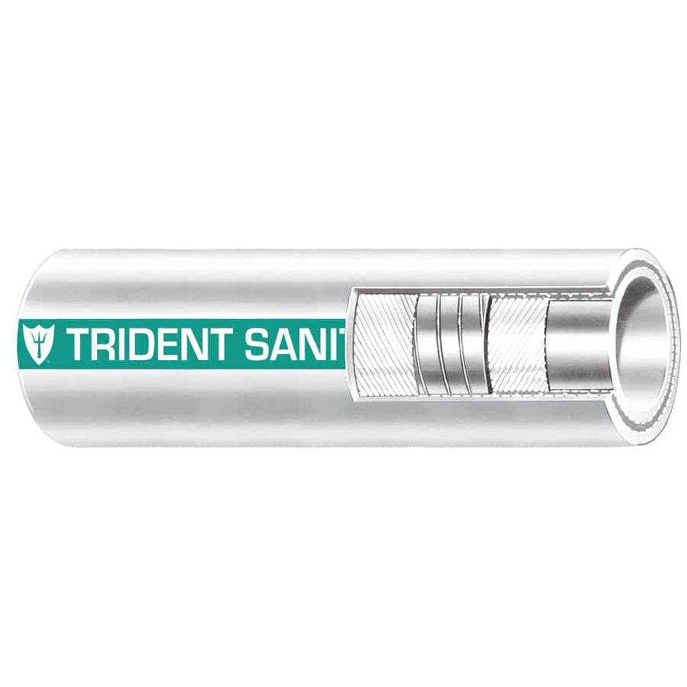 Trident Marine 1-1/2″ Premium Marine Sanitation Hose – White with Green Stripe – Sold by the Foot [102-1126-FT]