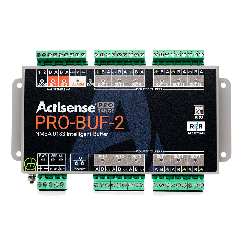 Actisense PRO NMEA 0183 Buffer – 2 OPTO Inputs, 12 ISO-Drive Outputs, Serial Port, Ethernet Port, Pluggable Screw Terminal [PRO-BUF-2]